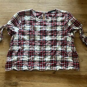 Jenni Kayne Flannel Tie Sleeve Tee